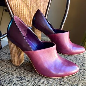 Kate Spade Two Tone Leather Stack Heel Booties